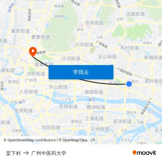 棠下村 to 广州中医药大学 map