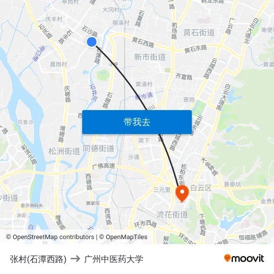 张村(石潭西路) to 广州中医药大学 map