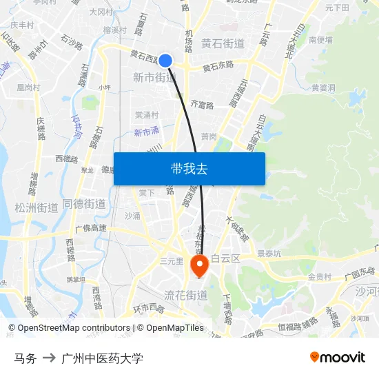 马务 to 广州中医药大学 map