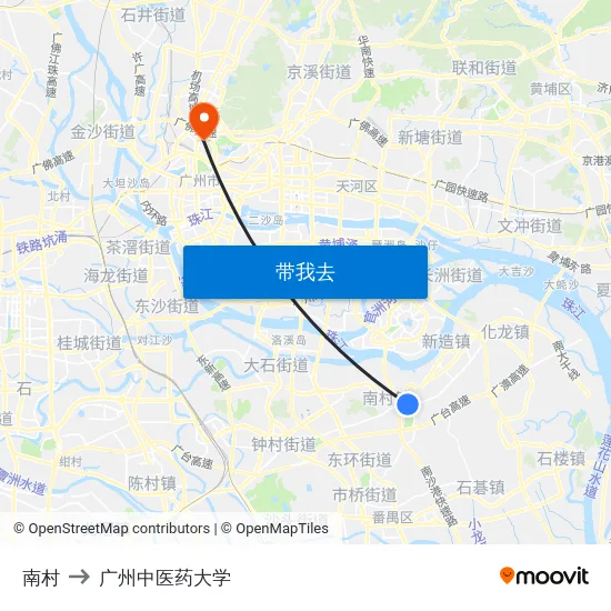 南村 to 广州中医药大学 map