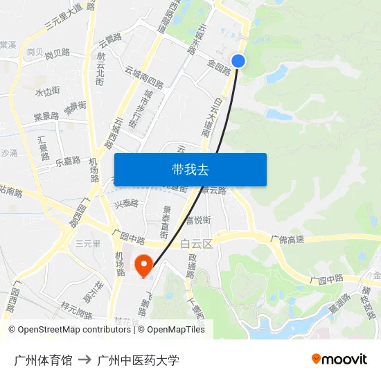 广州体育馆 to 广州中医药大学 map
