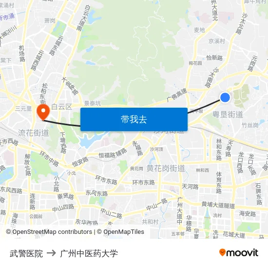 武警医院 to 广州中医药大学 map