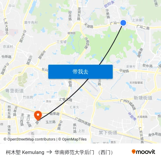 柯木塱 Kemulang to 华南师范大学后门 （西门） map