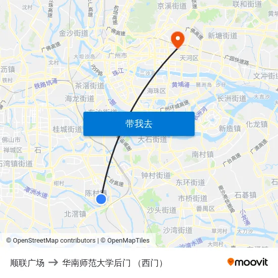 顺联广场 to 华南师范大学后门 （西门） map