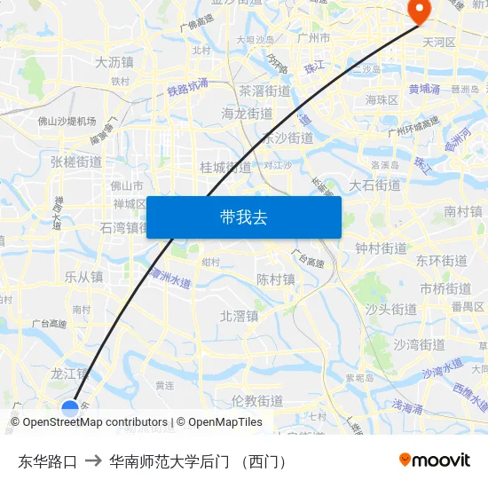 东华路口 to 华南师范大学后门 （西门） map