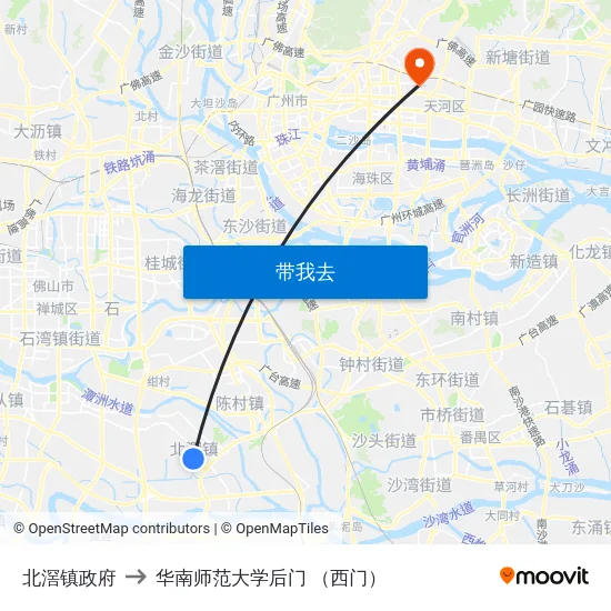 北滘镇政府 to 华南师范大学后门 （西门） map