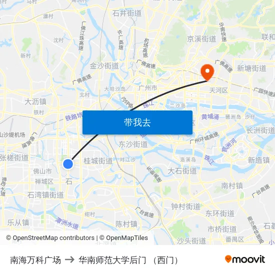 南海万科广场 to 华南师范大学后门 （西门） map