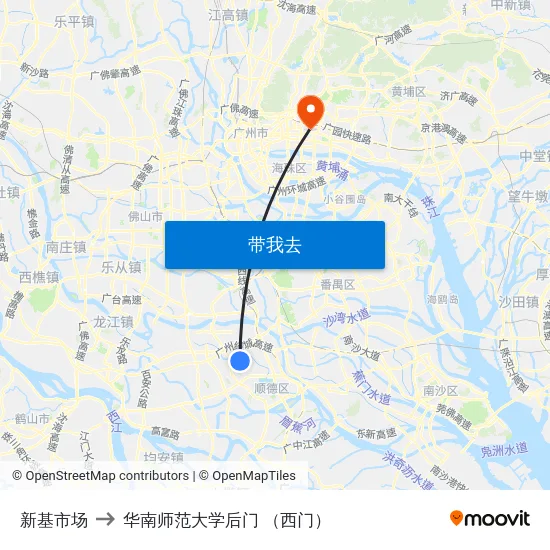 新基市场 to 华南师范大学后门 （西门） map