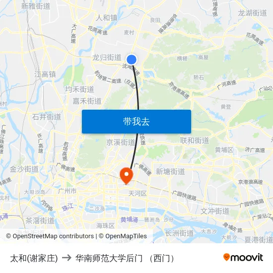太和(谢家庄) to 华南师范大学后门 （西门） map