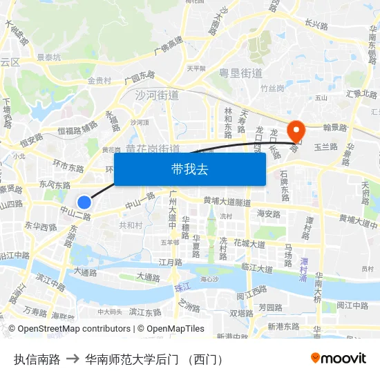 执信南路 to 华南师范大学后门 （西门） map