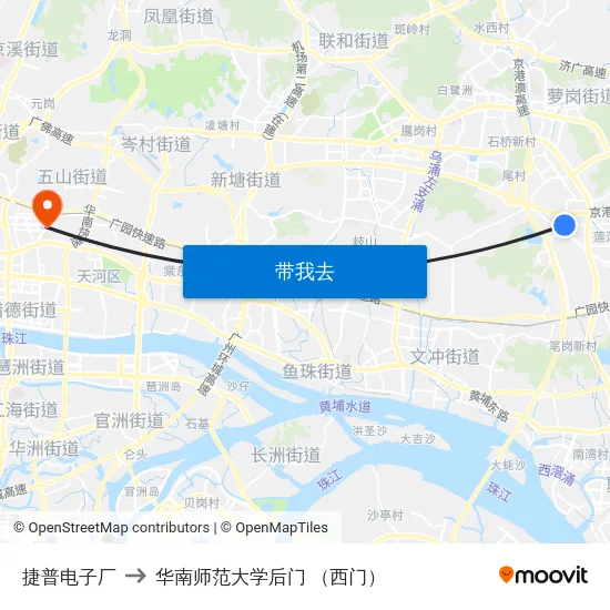 捷普电子厂 to 华南师范大学后门 （西门） map