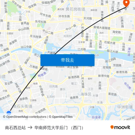 南石西总站 to 华南师范大学后门 （西门） map
