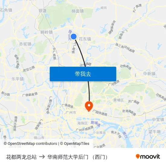 花都两龙总站 to 华南师范大学后门 （西门） map