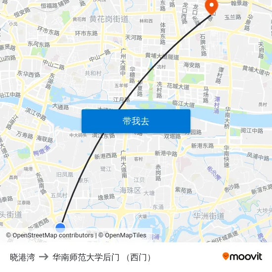 晓港湾 to 华南师范大学后门 （西门） map