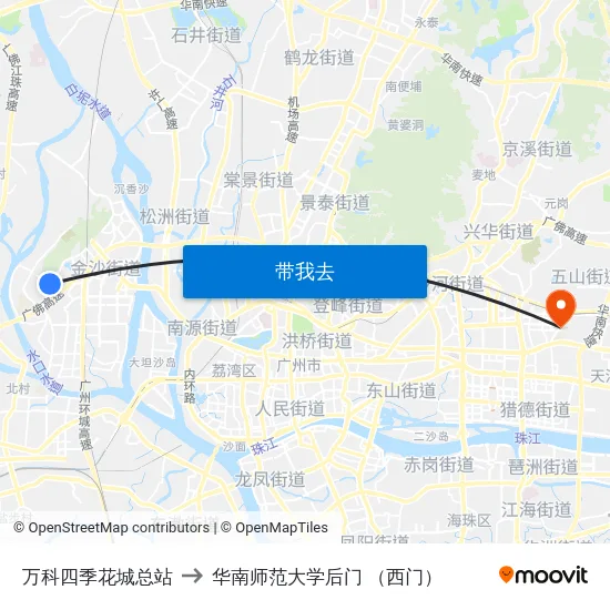 万科四季花城总站 to 华南师范大学后门 （西门） map