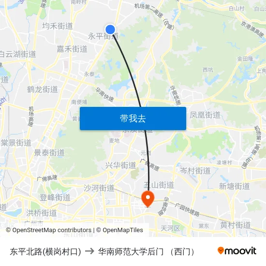 东平北路(横岗村口) to 华南师范大学后门 （西门） map