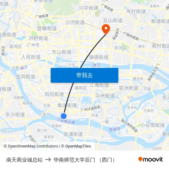 南天商业城总站 to 华南师范大学后门 （西门） map