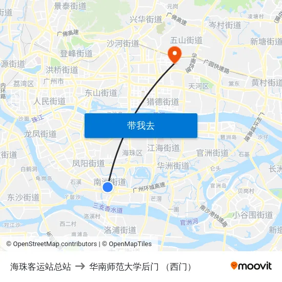 海珠客运站总站 to 华南师范大学后门 （西门） map