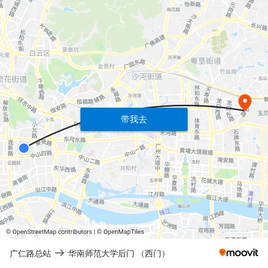 广仁路总站 to 华南师范大学后门 （西门） map