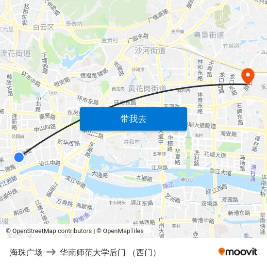海珠广场 to 华南师范大学后门 （西门） map