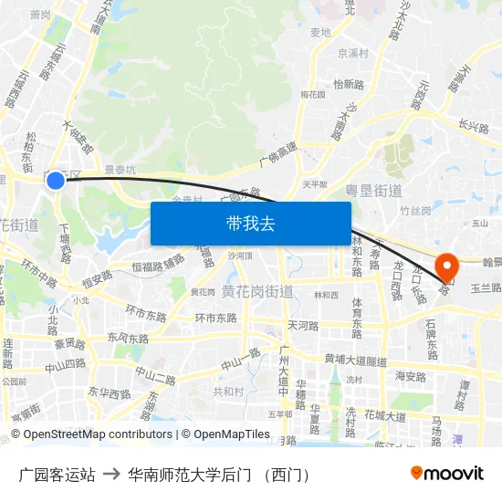 广园客运站 to 华南师范大学后门 （西门） map