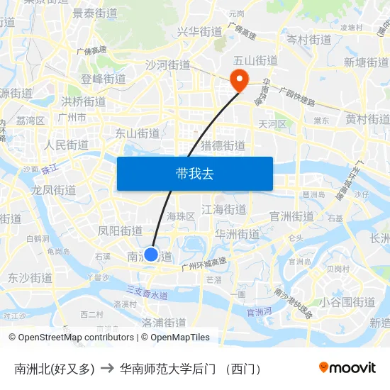 南洲北(好又多) to 华南师范大学后门 （西门） map