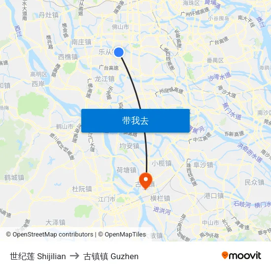 世纪莲 Shijilian to 古镇镇 Guzhen map