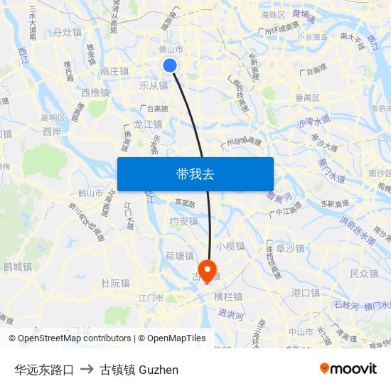 华远东路口 to 古镇镇 Guzhen map