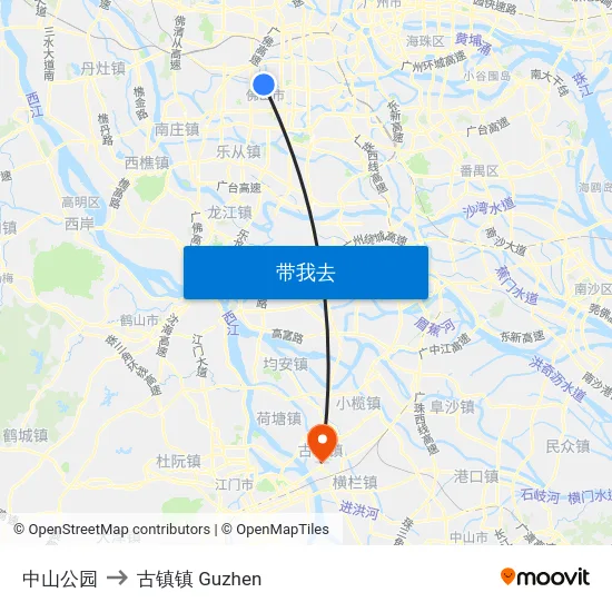中山公园 to 古镇镇 Guzhen map