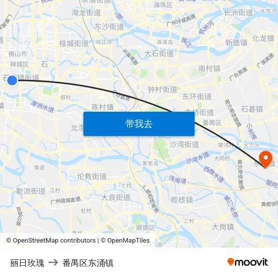 丽日玫瑰 to 番禺区东涌镇 map
