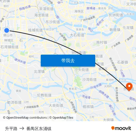 升平路 to 番禺区东涌镇 map