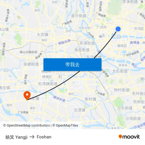 杨箕 Yangji to Foshan map