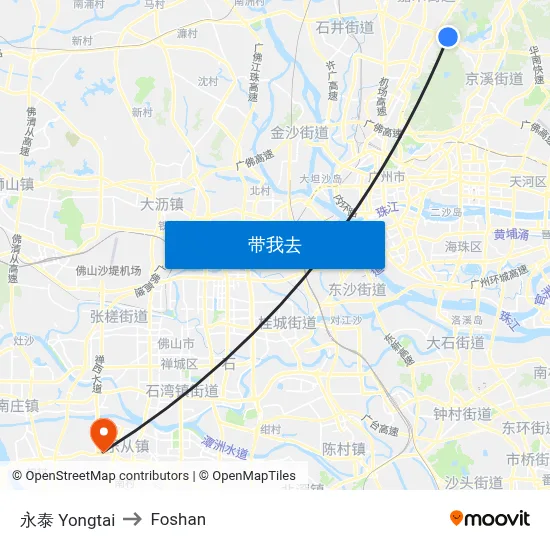 永泰 Yongtai to Foshan map