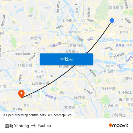 燕塘 Yantang to Foshan map