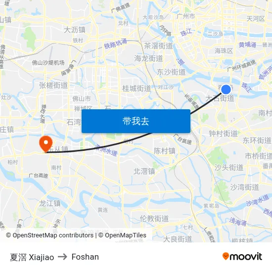 夏滘 Xiajiao to Foshan map