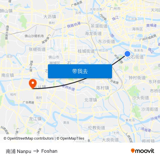 南浦 Nanpu to Foshan map