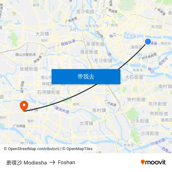 磨碟沙 Modiesha to Foshan map