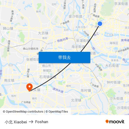小北 Xiaobei to Foshan map