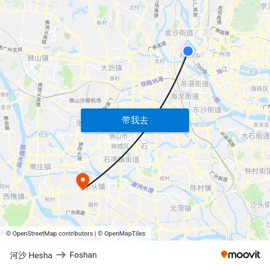 河沙 Hesha to Foshan map