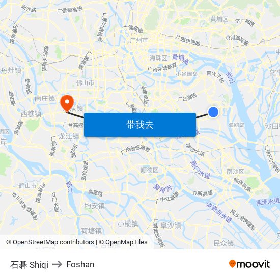 石碁 Shiqi to Foshan map