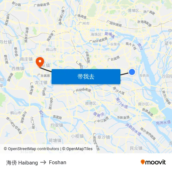 海傍 Haibang to Foshan map