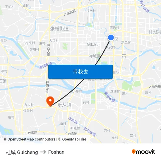 桂城 Guicheng to Foshan map