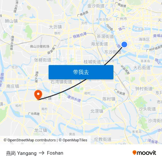 燕岗 Yangang to Foshan map