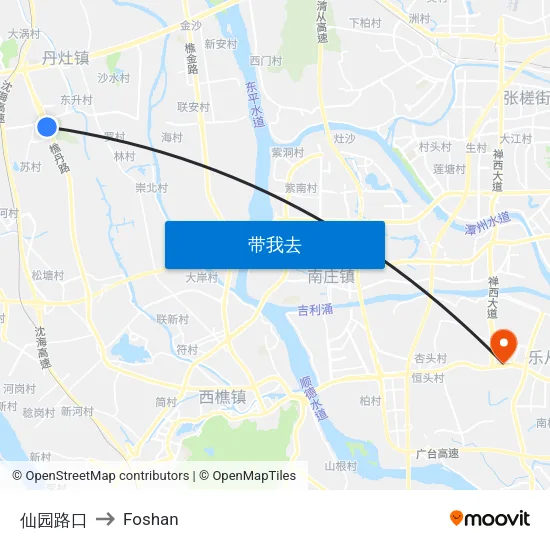 仙园路口 to Foshan map