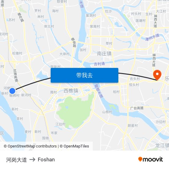 河岗大道 to Foshan map