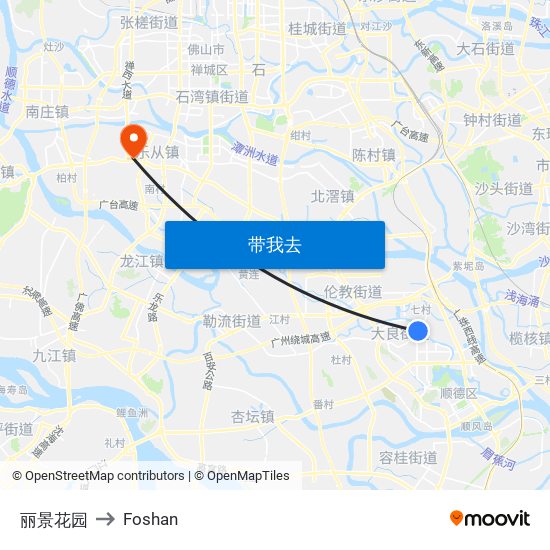 丽景花园 to Foshan map