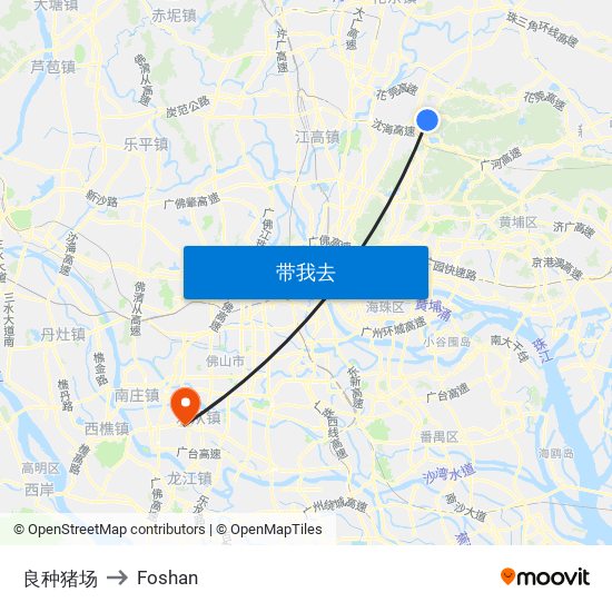 良种猪场 to Foshan map