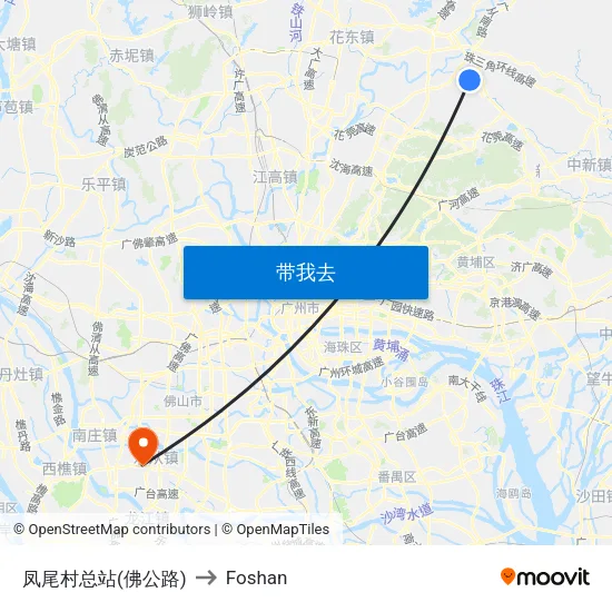 凤尾村总站(佛公路) to Foshan map
