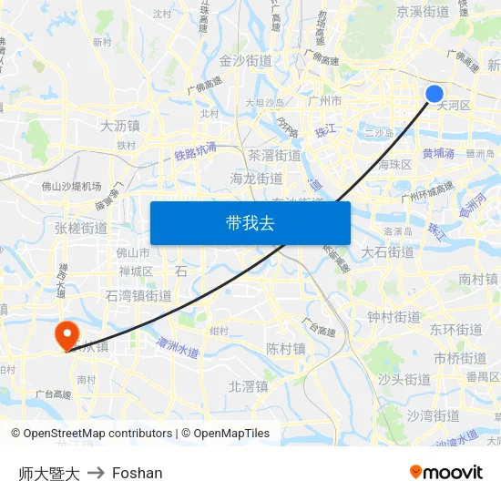 师大暨大 to Foshan map