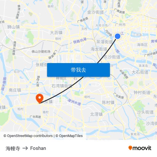 海幢寺 to Foshan map